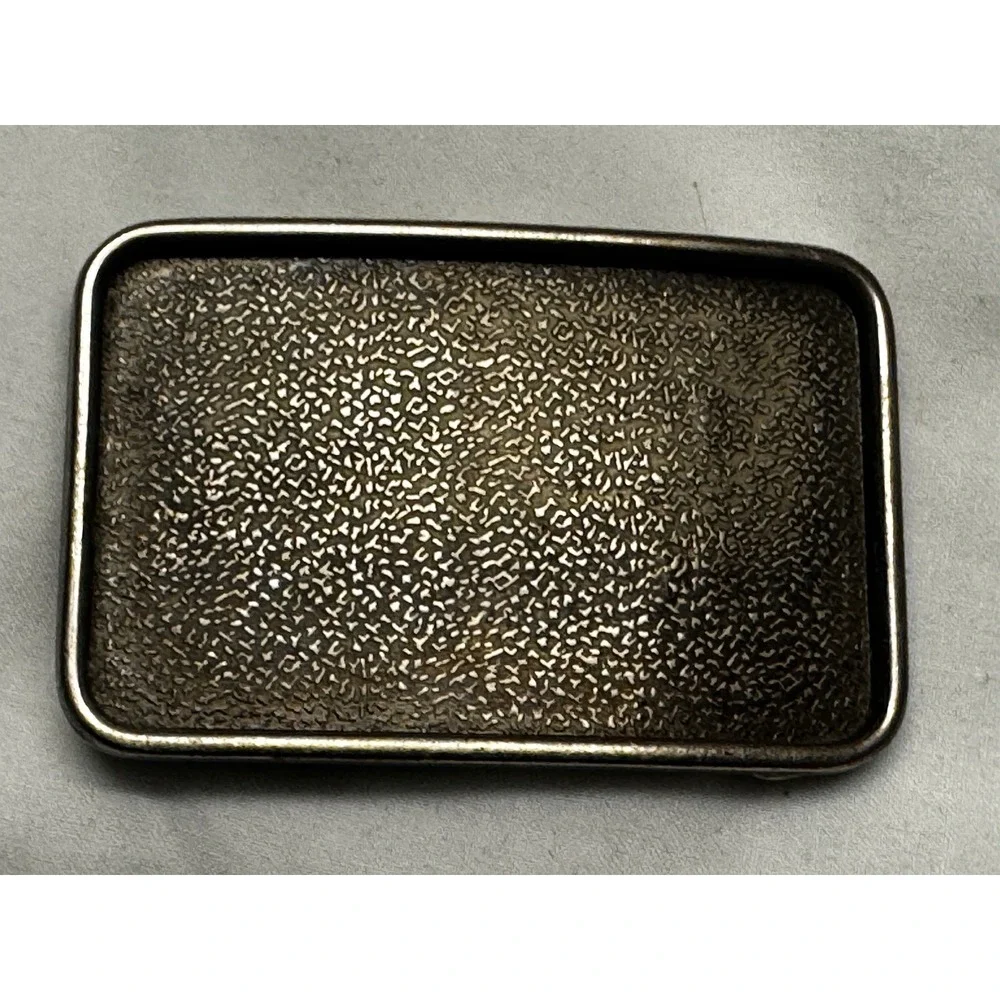 Textured Nugget Rectangle Belt Buckle Antiqued Silver Tone Western Style